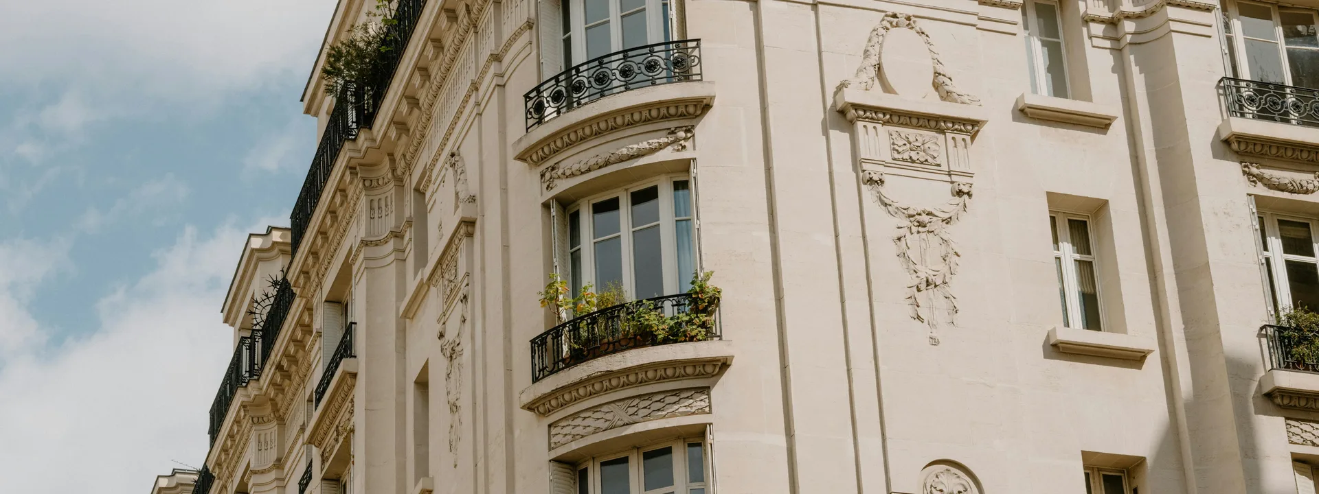 Townhouse with an ornate facade and balconies